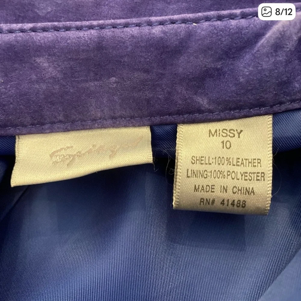 VINTAGE SPIEGEL Blue Purple Real Genuine Suede Leather OTK Shirt Dress - Picture 6 of 7